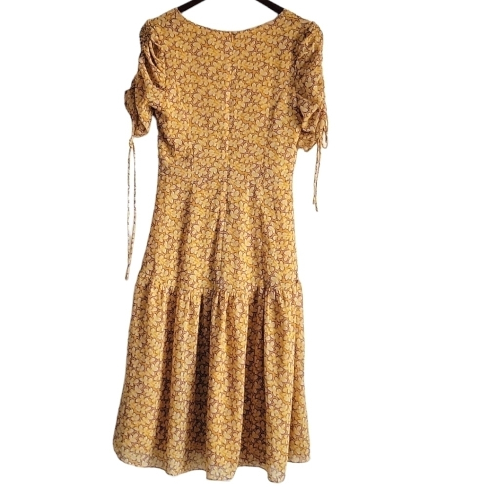 Essue mustard yellow floral Botanical Cottagecore Peasant dress size S - Picture 2 of 8